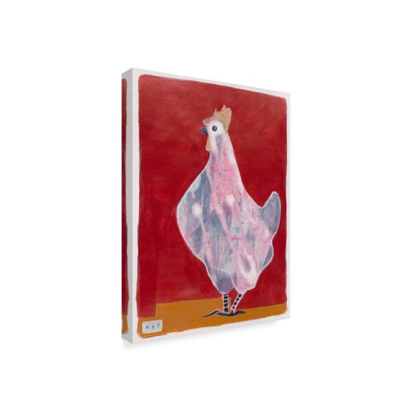 Maria Pietri Lalor 'White Hen, Red Background' Canvas Art,24x32